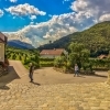People crossing the street in a village of Wachau valley